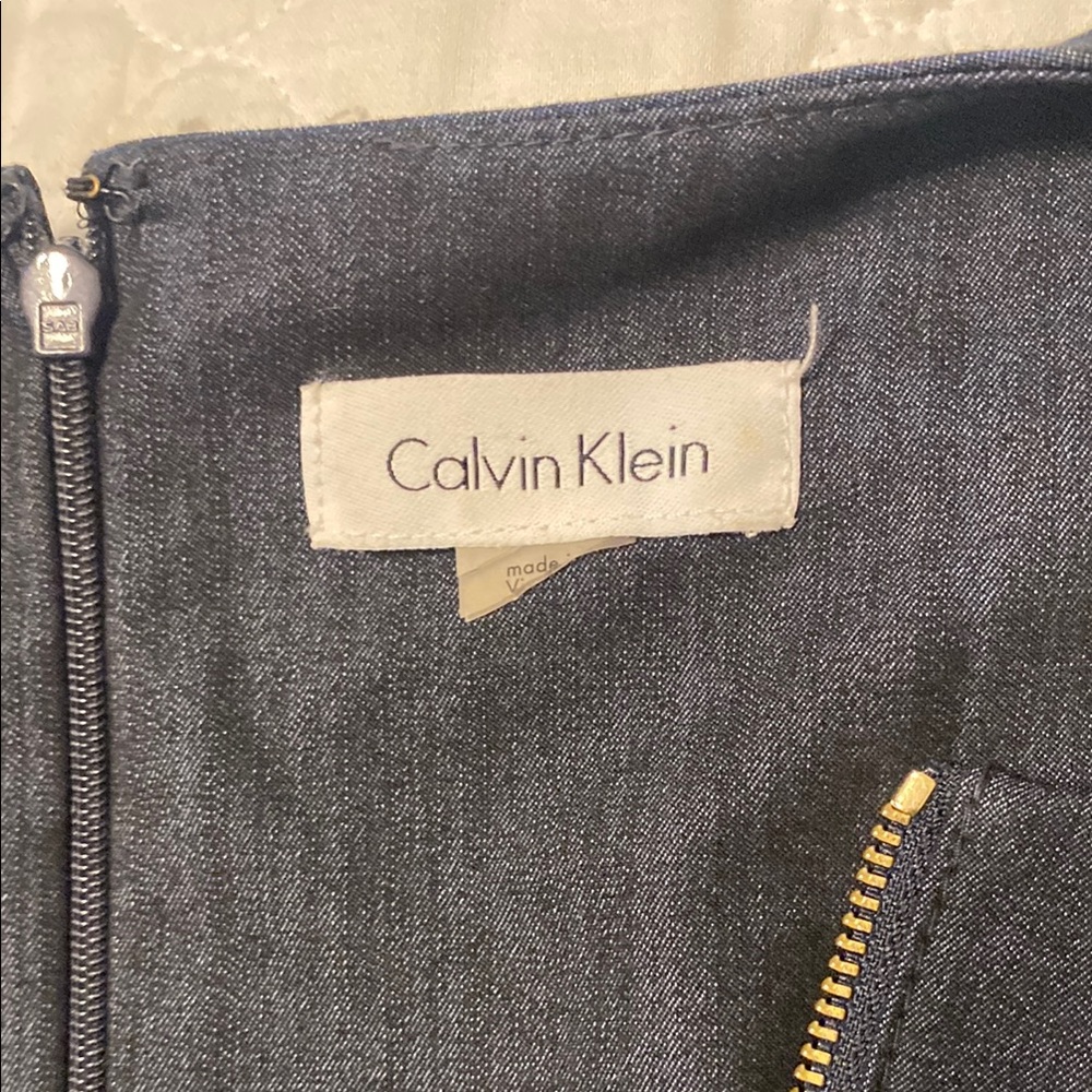 Calvin Klein Navy Dress with Gold Zipper - Picture 2 of 3